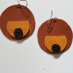 Full Grain Leather Earrings Handmade